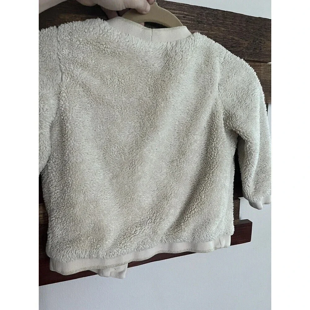 Hanna Andersson Sherpa ButtonUp Sweater Cardigan 4 ivory rainbow striped lining